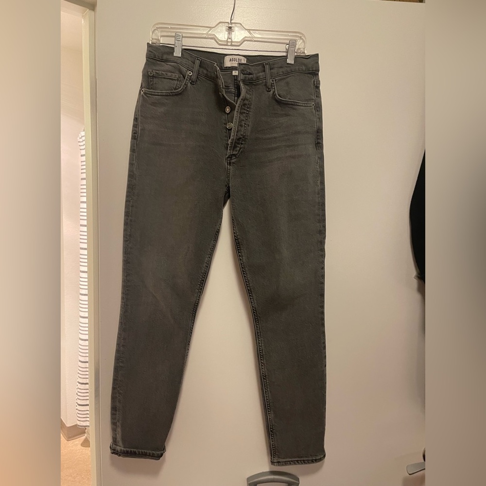 AGOLDE gray skinny jeans button down